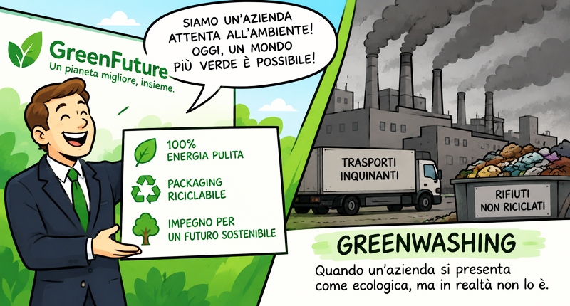Greenwashing spiegato con fumetto