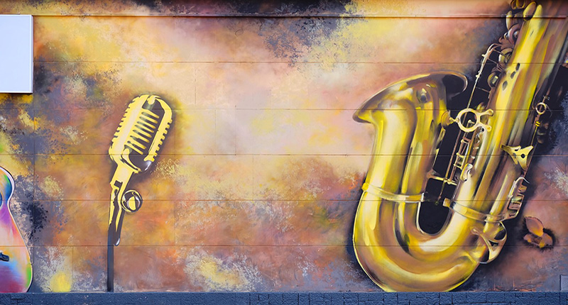 Murale con strumenti musicali
