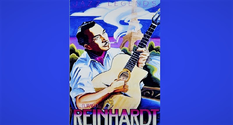 Manifesto di Django Eiinhardt con la chitarra Selmer-Maccaferri